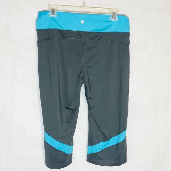 Tek Gear Active Capri Leggings Polyester Blend Blue Black Medium Waist 30" READ - Picture 5 of 10
